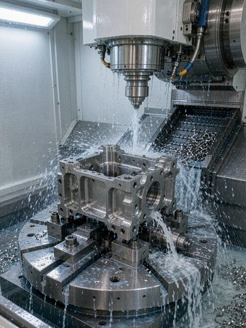 Anodized aluminum robot arm joint housings machined from 7075-T6 on an inspection table