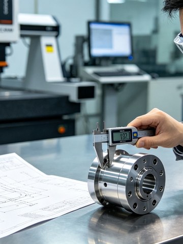 Micrometer and gauge verification of machined part dimensions in the KGL inspection lab