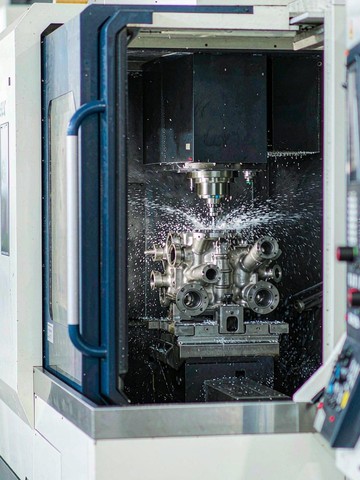 Five axis CNC machining of a stainless steel valve body for oil and gas service