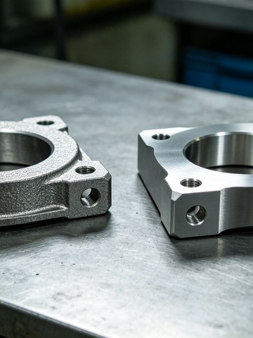 Machined cast stainless steel pump impeller with cast skin visible on blade edges