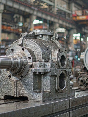 Machined steel components for wind and solar equipment in a factory