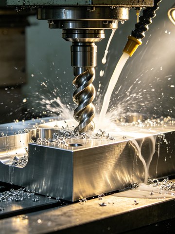 Machined stainless steel tube fittings and valve parts arranged on a workbench