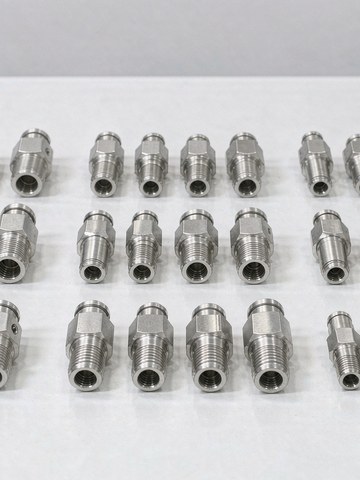 Generated image of satin finish stainless steel parts ready for packing