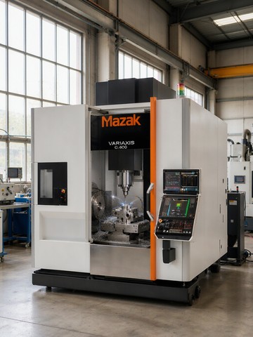 Five-axis CNC machining of a titanium part on a Mazak VARIAXIS C-600 five-axis machining center