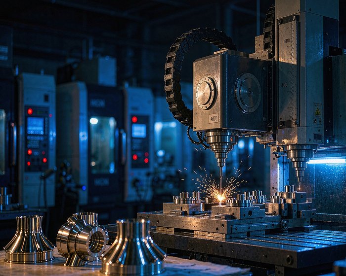 Night-shift Mazak 5-axis machining cell at KGL