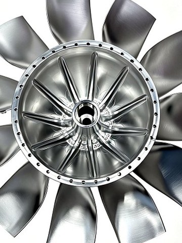 Five-axis machined aero engine impeller in 7075-T6 aluminum