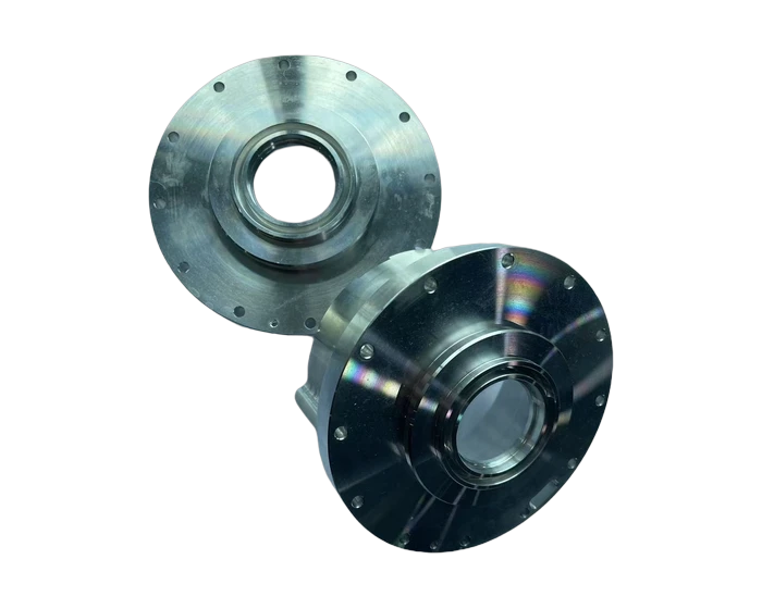 Motor housing, side view with mounting holes