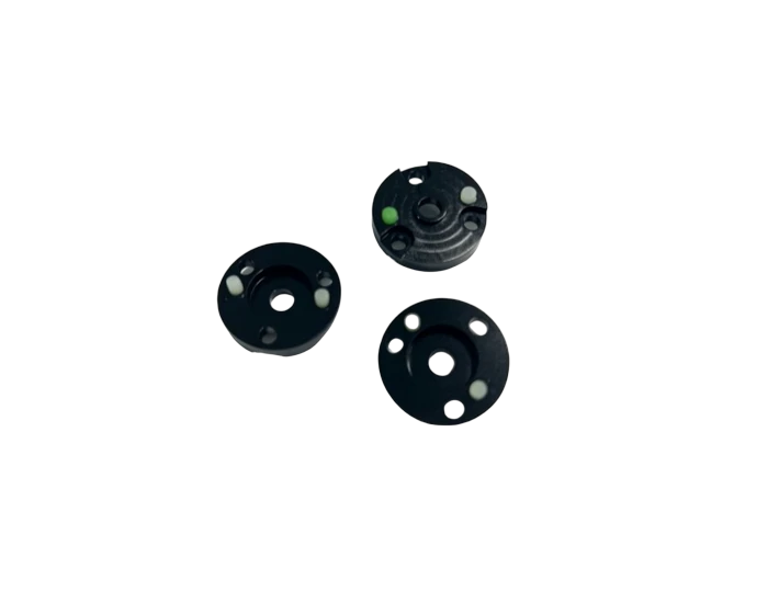 Adapter Valve Plate, 6061-T6 Black Anodized Disc with Pressed Dowels