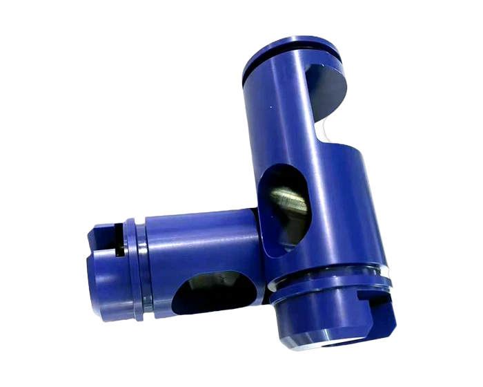 Blue acetal valve trim, cone end view