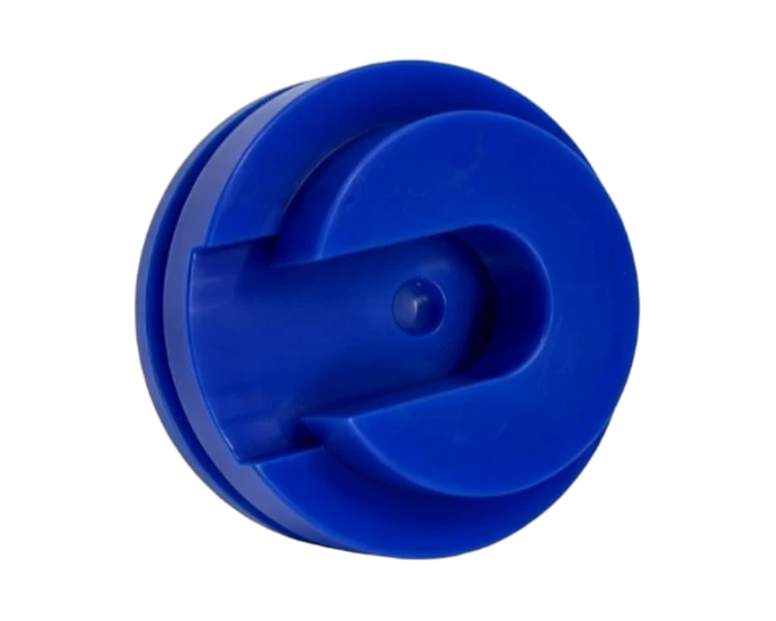 Blue PET-P Piston Disc with Seal Grooves, H7 Seal Diameters, Coaxiality 0.02 mm, view 3