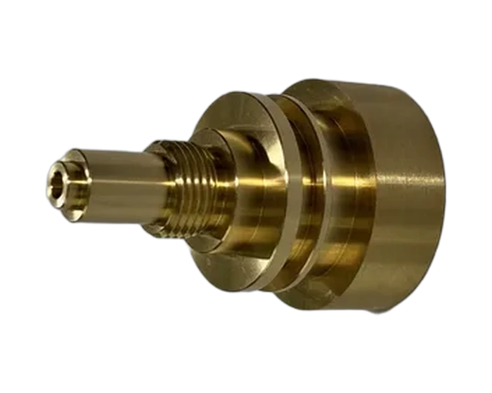 Brass flow control adapter, thread and seal groove side