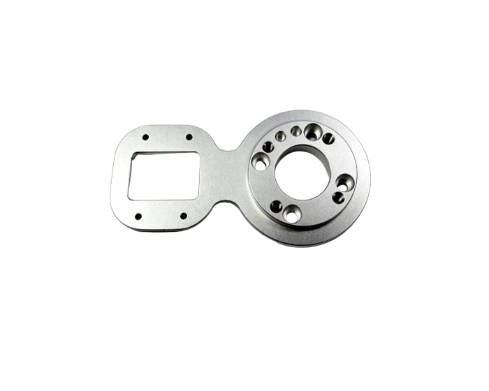 Dual Core Figure 8 Transition Flange Plate, Silver Anodized Aluminum