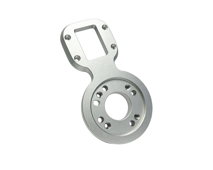 Dual Core Figure 8 Transition Flange Plate, Silver Anodized Aluminum, view 3