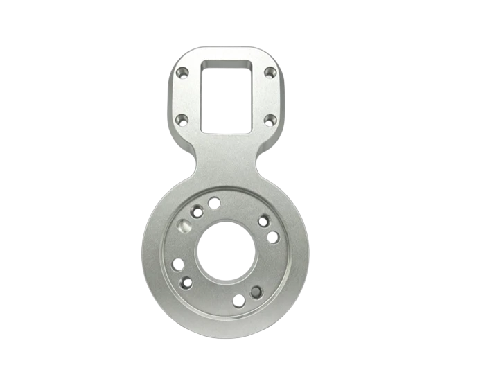 Dual Core Figure 8 Transition Flange Plate, Silver Anodized Aluminum, view 4