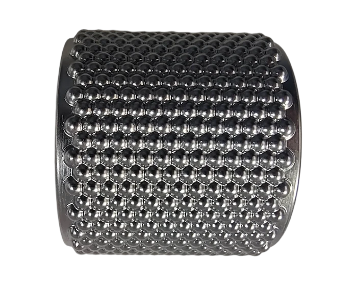 Knurled Stainless Steel Roller with Hemispherical Stud Array and H7 Bore, view 2