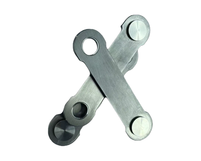 Shrink-fit linkage assembly, angled view with bolt heads