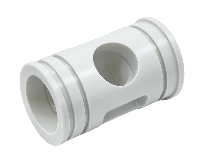 CNC Machined PEEK Reaction Cylinder Body for Food Processing Equipment, view 2
