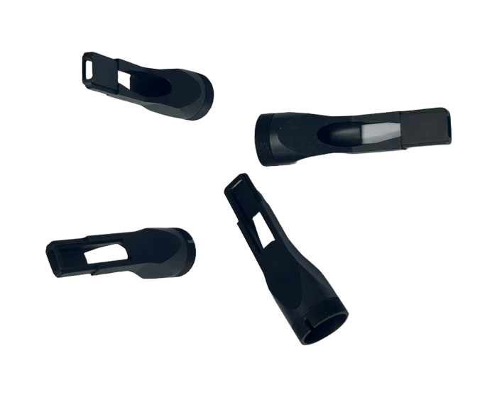 Optical interface body, side view with threaded features